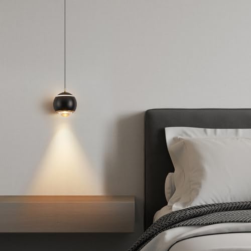 KSIBNW LED Hängeleuchte Esstisch Moderne, 12W Pendelleuchte Wohnzimmerlampe Ø9cm Hängelampe Schlafzimmer Schwarz Aluminium Pendellampe Kücheninsel 170CM Höhenverstellbar 3000K/4000K/6000K von KSIBNW