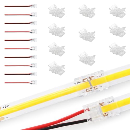 KSIBNW LED Streifenanschluss, umfasst 10 PCs Leuchtstangenanschlüsse und 10 PCs Streifenanschlusskabel für 8 mm LED Streifen von KSIBNW