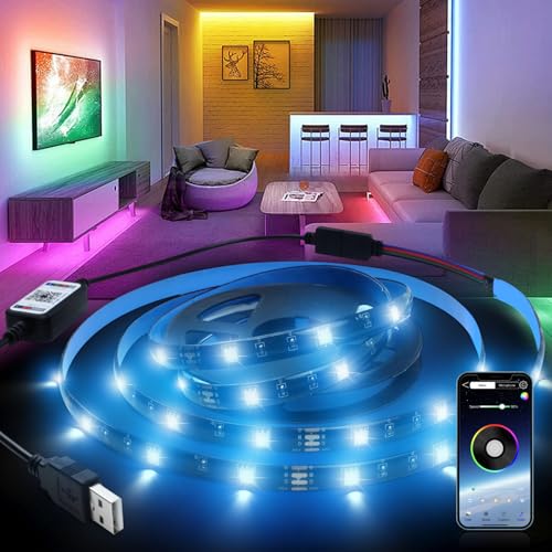 KSIBNW LED Strip 2M RGB, LED Streifen TV Bluetooth USB Selbstklebend Lichtband IP65 Musik Sync 64 Szenenmodus Timer-Einstellung App-Steuerung Farbwechsel Leiste Beleuchtung für 32-55Zoll TV, Party KSIBNW LED Strip 2M RGB, LED Streifen TV Bluetooth USB Selbstklebend Lichtband IP65 Musik Sync 64 Szenenmodus Timer-Einstellung App-Steuerung Farbwechsel Leiste Beleuchtung für 32-55Zoll TV, Party von KSIBNW