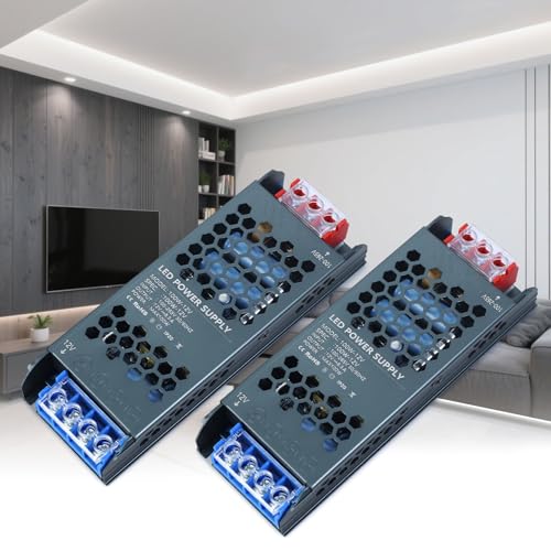 KSIBNW LED Trafo 12V 100W, 230V auf 12V Transformator 8,3A LED Extra Dünn Treiber Netzteil Adapter Schalt Niedervolttrafo, AC 230Volt to DC 12Volt 8,3A 100W Konstantspannungs Netzteil，2 Stücke von KSIBNW