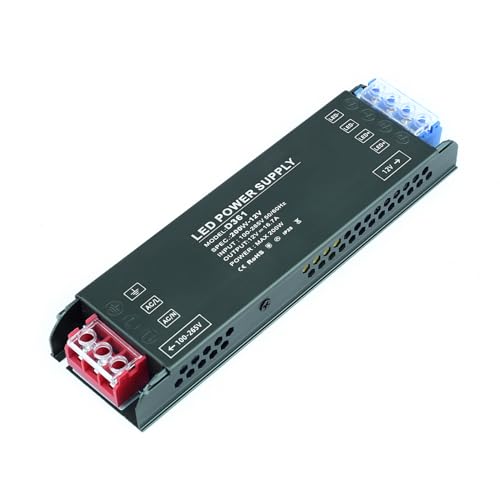 KSIBNW Netzteil 12V 16,6A 200W LED Trafo, Transformator 230V auf 12V Extra Dünn Treiber Netzteil Adapter Schalt Niedervolttrafo Schaltnetzteil für LED Streifen, AC 230Volt auf DC 12Volt 16,6A 200W von KSIBNW