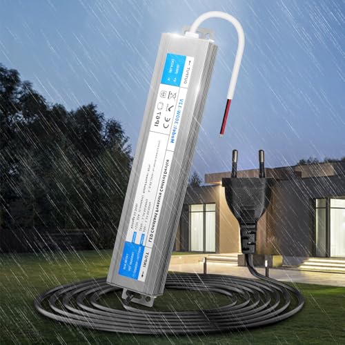 KSIBNW LED Trafo 12V 300W 25A Netzteil Adapter IP67 Outdoor Wasserdicht Transformator mit Stecker, Treiber 230V AC auf DC 12Volt Konstantspannung Niedervolt Schaltnetzteil für Außen LED Streifen von KSIBNW