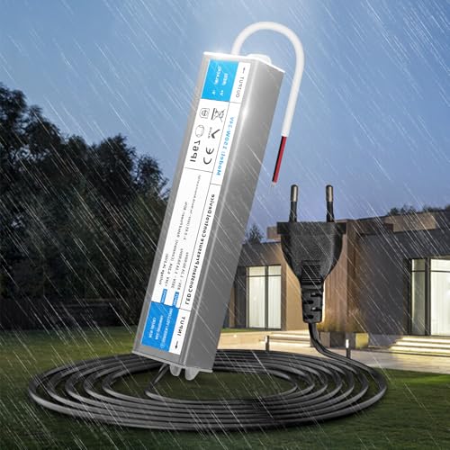 KSIBNW LED Trafo 24V 150W 6,25A Netzteil Adapter IP67 Outdoor Wasserdicht Transformator mit Stecker, Treiber 230V AC auf DC 24Volt Konstantspannung Niedervolt Schaltnetzteil für Außen LED Lampen von KSIBNW