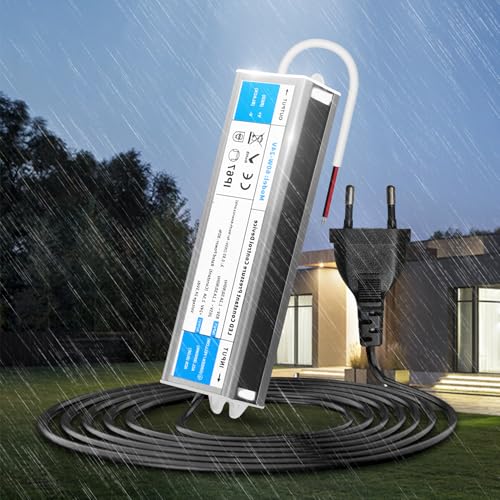 KSIBNW LED Trafo 24V 60W 2,5A Netzteil Adapter IP67 Outdoor Wasserdicht Transformator mit Stecker, Treiber 230V AC auf DC 24Volt Konstantspannung Niedervolt Schaltnetzteil für Außen LED Lampen von KSIBNW