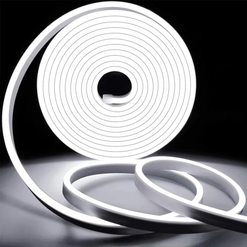 KSIBNW Neon LED Streifen Kaltes Weiß, 50m Led Strip Mit Netzteil Und Led Controller,230V Flexibler Wasserdichter IP65 Neonlichtstreifen für Schlafzimmer, Innen und Außenbereich, DIY Dekoration von KSIBNW