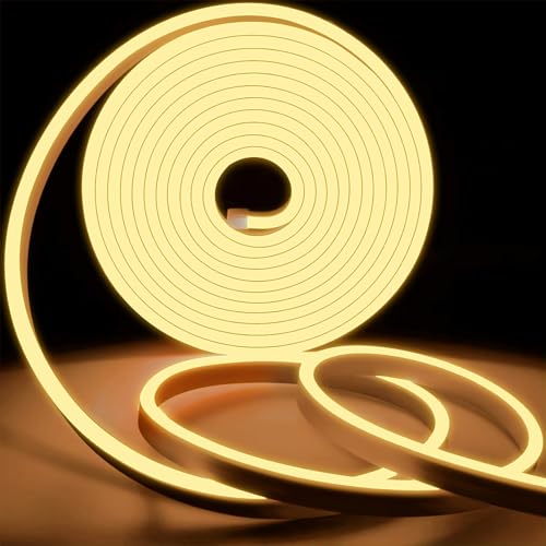 KSIBNW Neon LED Streifen Warmweiß, 20m Led Strip Mit Netzteil Und Led Controller,230V Flexibler Wasserdichter IP65 Neonlichtstreifen für Schlafzimmer, Innen und Außenbereich, DIY Dekoration von KSIBNW