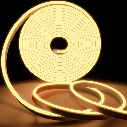 KSIBNW Neon LED Streifen Warmweiß, 20m Led Strip Mit Netzteil Und Led Controller,230V Flexibler Wasserdichter IP65 Neonlichtstreifen für Schlafzimmer, Innen und Außenbereich, DIY Dekoration von KSIBNW