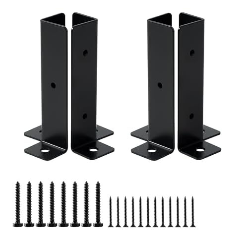 Heavy Duty Post Anchor, Post Brackets, Reversible Heavy Duty Half Column Base, Heavy Duty Fence Post Base Support Powder-Coated Post Bracket Wood Fence Post Base for Post Fence von KSIEE