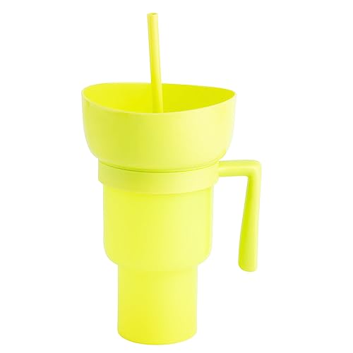 KSIEE Stadionbecher, Tasse mit Snackschale oben, Stadionbecher mit Snackschale, 2-in-1-Snackbecher mit Strohhalm für Kino, Gelb KSIEE Stadionbecher, Tasse mit Snackschale oben, Stadionbecher mit Snackschale, 2-in-1-Snackbecher mit Strohhalm für Kino, Gelb von KSIEE