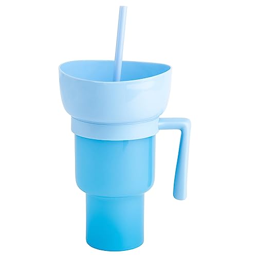 KSIEE Stadionbecher, Tasse mit Snackschale oben, Stadionbecher mit Snackschale, 2-in-1-Snackbecher mit Strohhalm für Kino, Himmelblau KSIEE Stadionbecher, Tasse mit Snackschale oben, Stadionbecher mit Snackschale, 2-in-1-Snackbecher mit Strohhalm für Kino, Himmelblau von KSIEE
