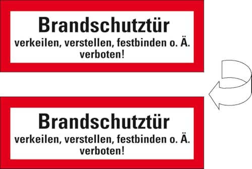 KSIGN Feuerwehrschild Brandschutztür verkeilen..., doppelseitig, Folie,210x74mm, DIN 4066 von KSIGN