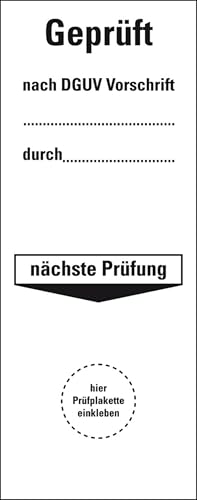 KSIGN Grundetikett Geprüft nach DGUV Vor..durch..NP, Folie, ablösbar, 40x100mm, 40/Heft, DGUV KSIGN Grundetikett Geprüft nach DGUV Vor..durch..NP, Folie, ablösbar, 40x100mm, 40/Heft, DGUV von KSIGN