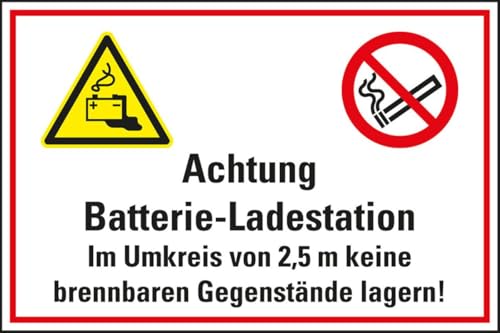 KSIGN Hinweisschild Batterieladestation im Umkreis..., Kunststoff, 400x300mm von KSIGN