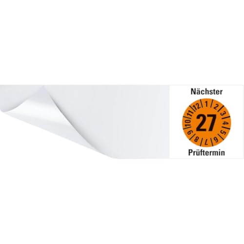 KSIGN Kabelprüfplakette Nächster Prüftermin 27, orange, Folie, selbstklebend, 57x25mm, 60/Heft von KSIGN