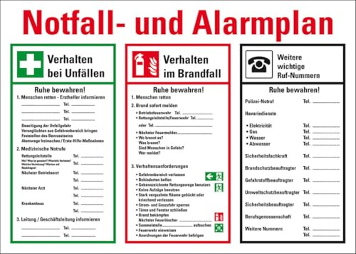KSIGN Notfall- und Alarmplan, mit Piktogrammen, Kunststoff, 700x500mm,ASR A1.3, DIN EN ISO 7010 KSIGN Notfall- und Alarmplan, mit Piktogrammen, Kunststoff, 700x500mm,ASR A1.3, DIN EN ISO 7010 von KSIGN