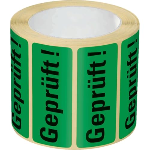KSIGN Organisationsetikett Geprüft!, grün, Papier, ablösbar, 50x20mm, 500/Rolle von KSIGN