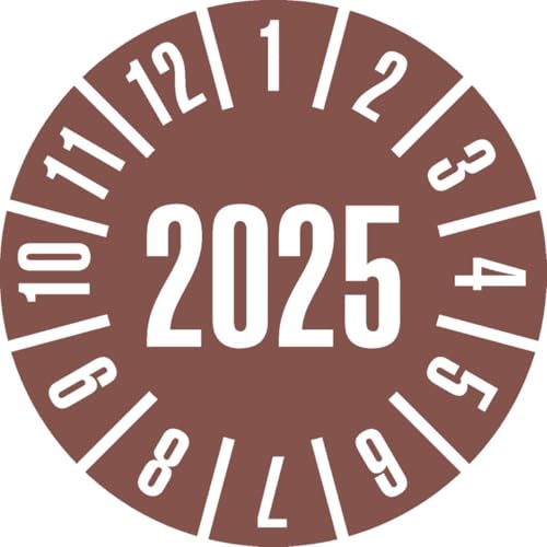 KSIGN Prüfplakette 2025, braun, Dokumentenfolie, selbstklebend, Ø 20mm, 36/Bogen KSIGN Prüfplakette 2025, braun, Dokumentenfolie, selbstklebend, Ø 20mm, 36/Bogen von KSIGN