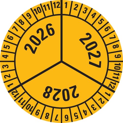 KSIGN Prüfplakette 2026-2028, gelb, Dokumentenfolie, selbstklebend, Ø 40mm, 10/Bogen KSIGN Prüfplakette 2026-2028, gelb, Dokumentenfolie, selbstklebend, Ø 40mm, 10/Bogen von KSIGN
