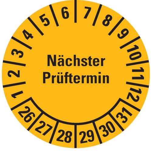 KSIGN Prüfplakette Nächster Prüftermin, 26-31, gelb, Folie, ablösbar, Ø 15mm, 60/Bogen KSIGN Prüfplakette Nächster Prüftermin, 26-31, gelb, Folie, ablösbar, Ø 15mm, 60/Bogen von KSIGN