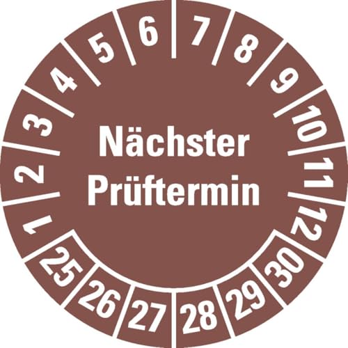 KSIGN Prüfplakette Nächster Prüftermin,25-30,braun,Dokumentenfolie,Ø 20mm,36/Bogen KSIGN Prüfplakette Nächster Prüftermin,25-30,braun,Dokumentenfolie,Ø 20mm,36/Bogen von KSIGN