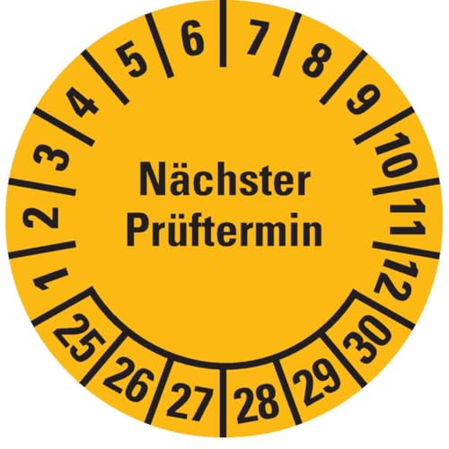 KSIGN Prüfplakette Nächster Prüftermin 25-30, gelb, Folie, ablösbar, Ø 25mm, 105/Heft von KSIGN