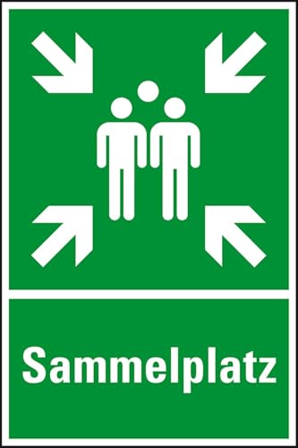 KSIGN Rettungs-Kombischild Sammelstelle, Aluminium, 400x600mm, ASR A1.3, DIN EN ISO 7010 E003 und E007 von KSIGN