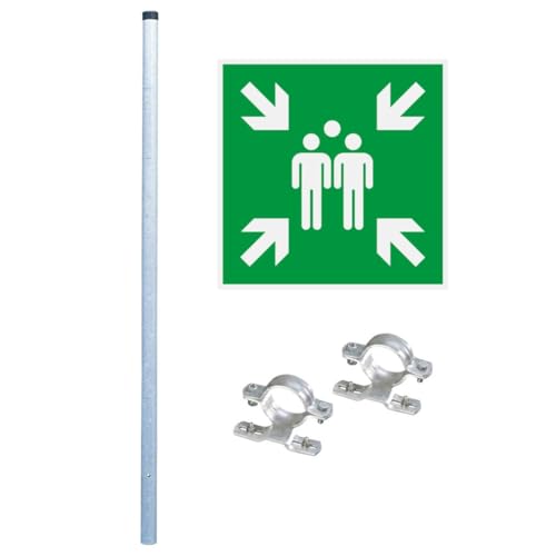 KSIGN Vorteils-Set Sammelplatz, Rettungszeichen 400x400 mm, Aluminium 2 mm, Rohrpfosten 3000 mm, inkl. Schellen KSIGN Vorteils-Set Sammelplatz, Rettungszeichen 400x400 mm, Aluminium 2 mm, Rohrpfosten 3000 mm, inkl. Schellen von KSIGN