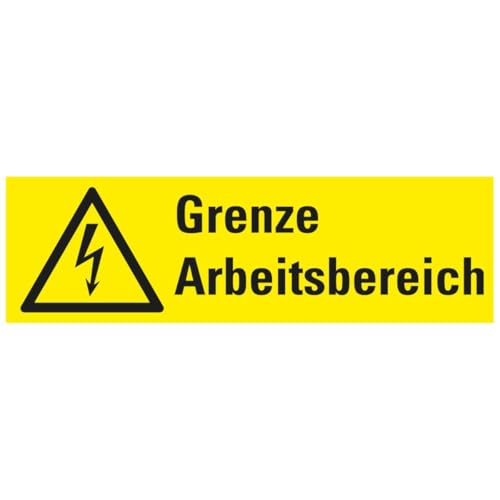KSIGN Warn-Kombischild Grenze Arbeitsbereich, 2 Bohrungen mittig, Kunststoff, 500x150mm von KSIGN