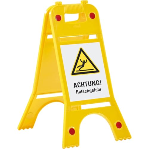 KSIGN Warnaufsteller mit Reflektoren, ACHTUNG! Rutschgefahr, gelb, 245x620mm, ASR A1.3, DIN EN ISO 7010 von KSIGN
