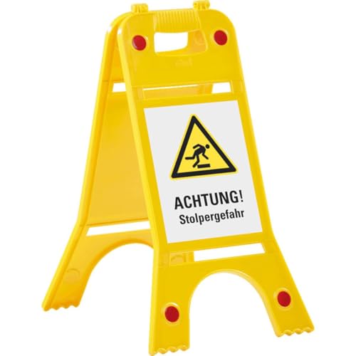 KSIGN Warnaufsteller mit Reflektoren, ACHTUNG! Stolpergefahr, gelb, 245x620mm, ASR A1.3, DIN EN ISO 7010 von KSIGN