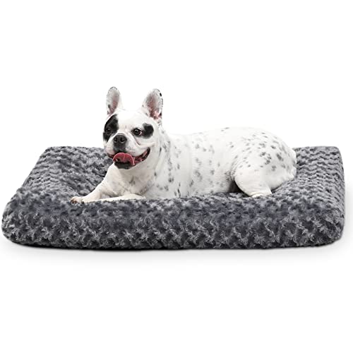 KSIIA Hundebett kleine Hunde, Waschbar, Hundekissen flauschig, Hundematte, rutschfeste Unterseite, atmungsaktiv, Haustierbett, Dunkelgrau 60x45cm von KSIIA