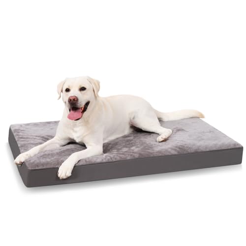 KSIIA Orthopädisches Hundebett für Große Hunde, XXL Waschbar Hundekissen Flauschig Hundematte Hundematratze mit Abnehmbarer Deckel in Dunkelgrau 120x75x9cm von KSIIA