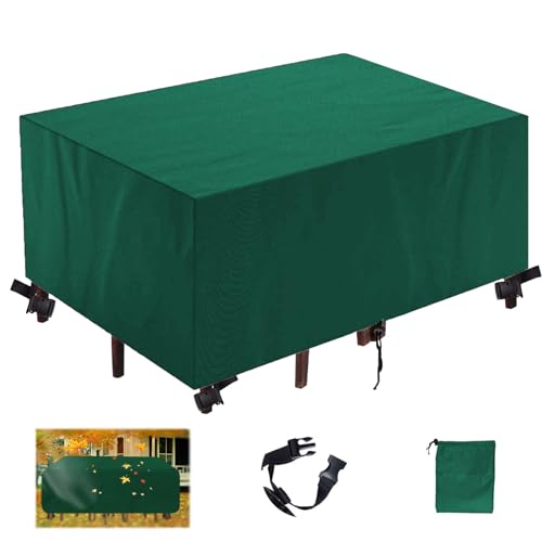 Abdeckung Gartenmöbel,Wasserdicht Schwerlast 420D Oxford Gewebe Schutzhülle,Rechteckig UV-Beständiges Schutzhülle für Gartentisch Sitzgruppe-Green|| 128x65x76cm/50x26x30in von KSITH- Fly