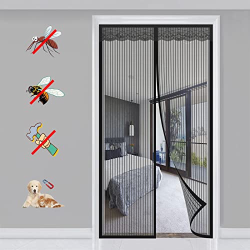 KSITH- Fly Magnet Fliegengitter Tür Magnetisch Automatisches Schließen Fliegengitter Tür, für Balkontür Wohnzimmer und Terrassentür Einfache Installation ohne Bohren- Black-B||70x180cm(27x70inch) von KSITH- Fly