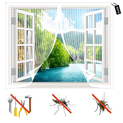 KSITH Magnet Fliegengitter Fenster, Automatisch Geschlossen Insektenschutz Tür, Kein Stanzen Erforderlich, für Jede Art Von Fenstern- White|| 37x68inch(95x175cm) von KSITH