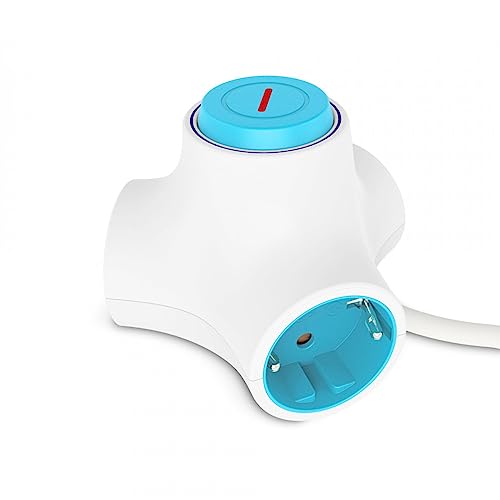 Molecule Doppel-Steckdose mit modernem Design, 3 Steckdosen, bequemer Schalter und Kabel von KSIX smart your tech