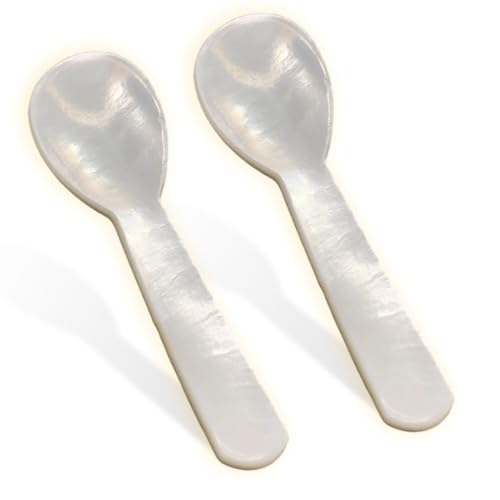 KSJEHW 2 Stücke Mutter Des Perlenlöffels Klassiker Kaviar Löffel Eierlöffel Mutter Der Perle, Kaviarlöffel Kaviarlöffel Mutter Von Perlmutter（7cm） von KSJEHW