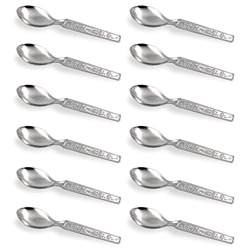 KSJONE Edelstahl Masala Löffel für kleine Behälter Mini Löffel für Masala Dabba Gewürze Löffel, alle Tee Kaffee Zucker & Gewürze 10 cm (12 Stück) von KSJONE