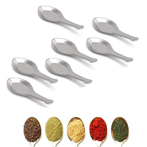 KSJONE Edelstahl Masala Löffel für kleine Behälter Mini Löffel für Masala Dabba Gewürze Löffel, alle Tee Kaffee Zucker & Gewürze Set 7 Stück 8,12 cm von KSJONE