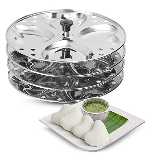 KSJONE Idli-Ständer aus Edelstahl | 4 Teller Idli | Idli-Zubereitung | Hochwertiger Idli-Ständer in Lebensmittelqualität | ergibt 16 Idlis (4 verschiedene Formen) (Herz) von KSJONE