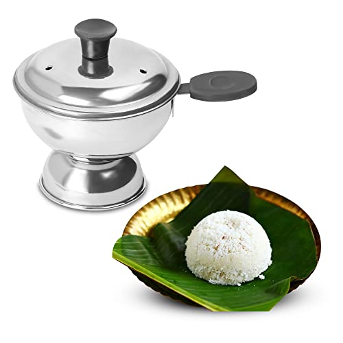 KSJONE Puttu Maker Edelstahl, Chiratta Puttu Maker, Chiratta Maker mit Griff Verwendung mit Schnellkochtopf Puttu Kutti Puttu Dampfgarer Puttu Kocher Silber von KSJONE