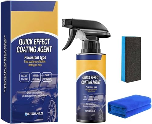 3 In 1 High Protection Quick Car Coating Spray, Advanced Car Quick-Acting Coating Agent Spray, Auto-Nano-Beschichtungsspray, Auto Politur Set mit Schwamm Handtuch QuickEffect Coating Agent (1PC) von KSKAN