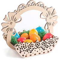 Osterkorb Aus Holz, Eier Sammeln Blumen Schleifen Deko Ostern von KSLaserart