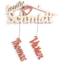Türschild Personalisiert Vornamen Und Nachnamen Aus Holz, Familienname Nachname Dach von KSLaserart