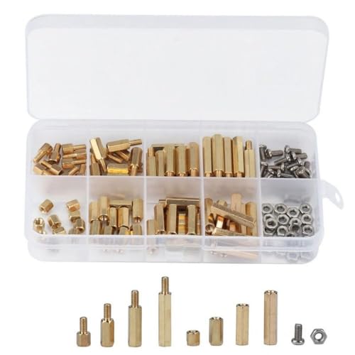 KSOPUERT 120 Stück M3 männliche und weibliche Kupfersäulen-Set, Innensechseckig, Kupfer-Säulenschrauben, Messing-Abstandshalter, Abstandshalter, Schrauben, Muttern, Sortiment-Set mit Box KSOPUERT 120 Stück M3 männliche und weibliche Kupfersäulen-Set, Innensechseckig, Kupfer-Säulenschrauben, Messing-Abstandshalter, Abstandshalter, Schrauben, Muttern, Sortiment-Set mit Box von KSOPUERT