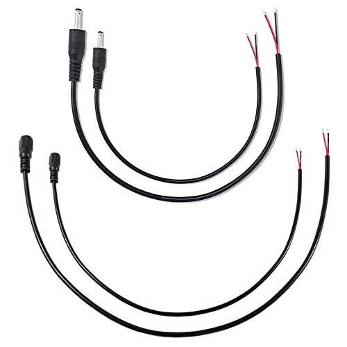 KSOPUERT 18AWG DC Pigtail Kabel,1,6 Fuß DC 5,5 mm x 2,5 mm Stecker und Buchse,offenes Ende,Stromkabel, Reparaturkabel,für Heimwerker-Verlängerungskabel,Router,CCTV,Kamera,DVR,LED-Streifenlicht von KSOPUERT