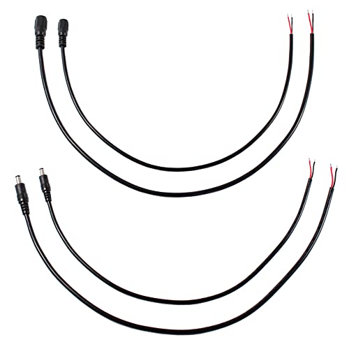 KSOPUERT 20AWG DC-Pigtail-Kabel,0,5 m (1,6 Fuß) DC 5,5 mm x 2,1 mm Stecker und Buchse Wire Open End Power Wire Supply Reparaturkabel für DIY-Verlängerungskabel,Router,CCTV,Kamera,DVR,LED-Streifenlicht von KSOPUERT