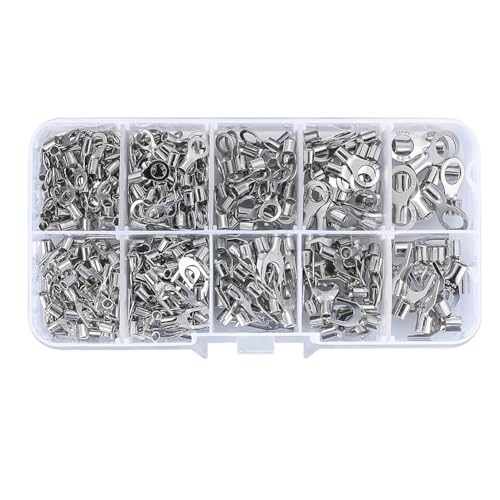 KSOPUERT 320 Stück, Nicht Isoliertes Kupferdraht Crimp Anschlussklemmen Set, Ring und Gabel U förmige, O förmige, Kaltgepresste Blanke Anschlüsse mit Box KSOPUERT 320 Stück, Nicht Isoliertes Kupferdraht Crimp Anschlussklemmen Set, Ring und Gabel U förmige, O förmige, Kaltgepresste Blanke Anschlüsse mit Box von KSOPUERT