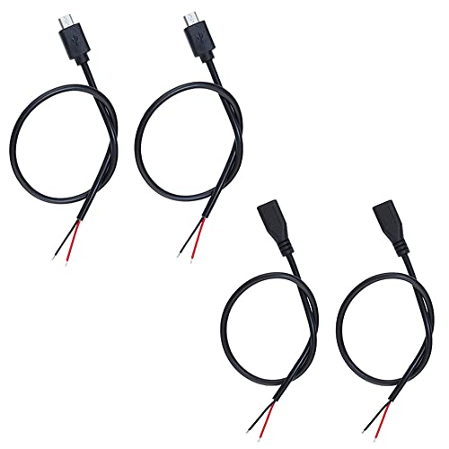 KSOPUERT 4 Stück Micro-USB auf blankes Kabel,offenes Ende,12 Zoll,5V,28AWG,2 Kerne,Power Pigtail, Reparaturdose am Schwanz, Kabel,DIY,Schwarz,1 Fuß KSOPUERT 4 Stück Micro-USB auf blankes Kabel,offenes Ende,12 Zoll,5V,28AWG,2 Kerne,Power Pigtail, Reparaturdose am Schwanz, Kabel,DIY,Schwarz,1 Fuß von KSOPUERT