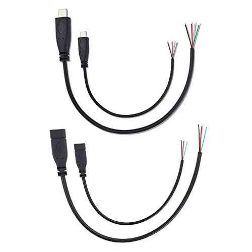 KSOPUERT 4 Stück Typ C USB auf blankes Kabel,offenes Ende,3,3 Fuß (1m),5V,28AWG,4 Kerne, Strom- und Datenübertragung, Pigtail, Reparaturdose am Schwanz,Kabel,DIY,Schwarz von KSOPUERT